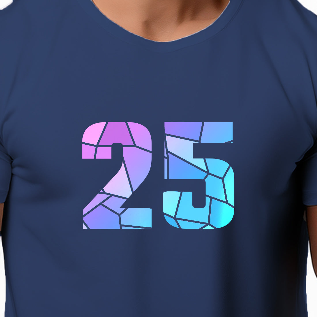 25 Number Men Unisex T-Shirt | Custom Number Graphic Tee (Navy Blue)