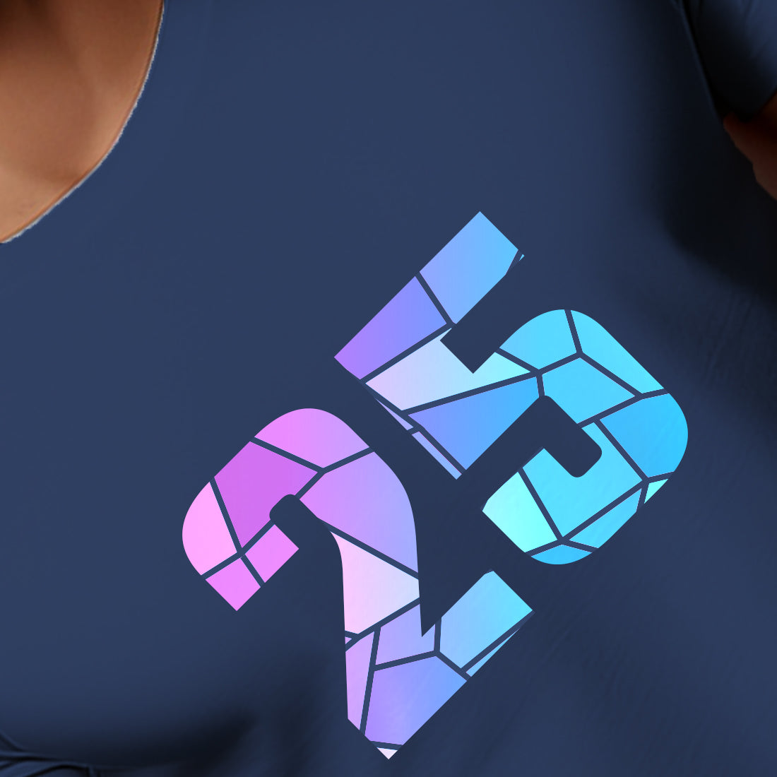 25 Number Men Unisex T-Shirt | Custom Number Graphic Tee (Navy Blue)