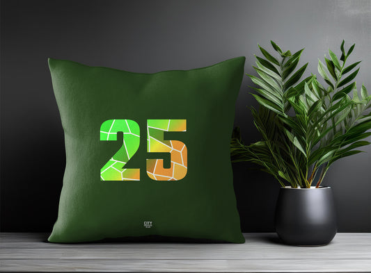 25 Number Pillow Case and Pillow Throw (Olive Green)