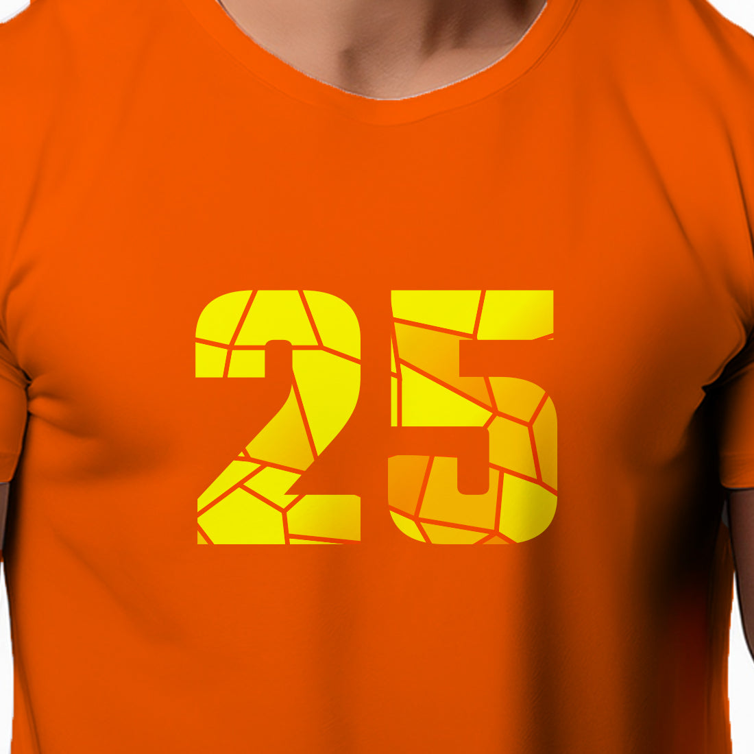 25 Number Men Unisex T-Shirt | Custom Number Graphic Tee (Orange)