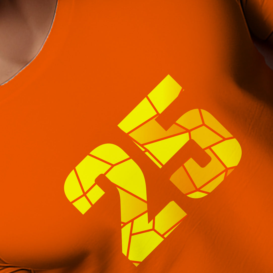 25 Number Men Unisex T-Shirt | Custom Number Graphic Tee (Orange)