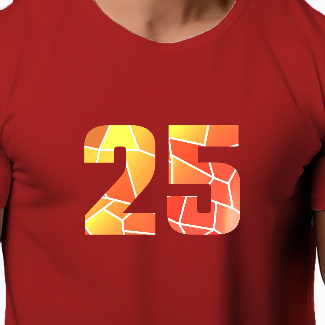 25 Number Men Unisex T-Shirt | Custom Number Graphic Tee (Red)