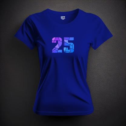 25 Number Women T-Shirt (Royal Blue) | Stylish Numeric Graphic Tee