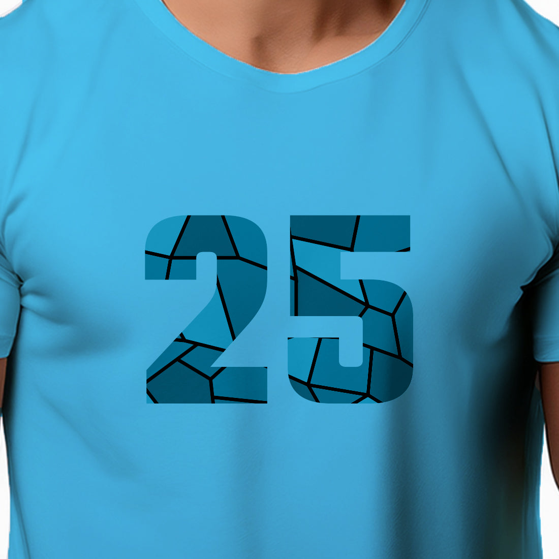 25 Number Men Unisex T-Shirt | Custom Number Graphic Tee (Sky Blue)