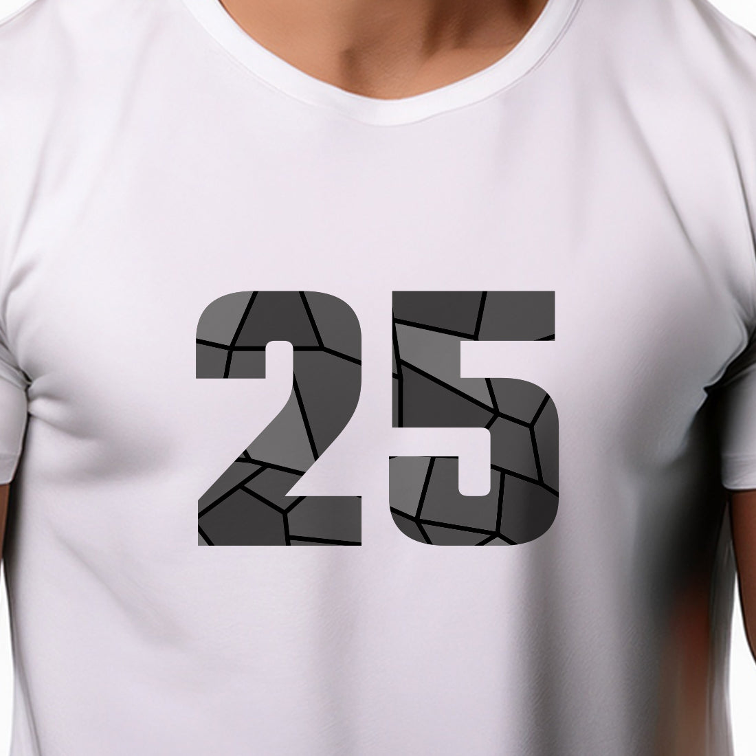 25 Number Men Unisex T-Shirt | Custom Number Graphic Tee (White)