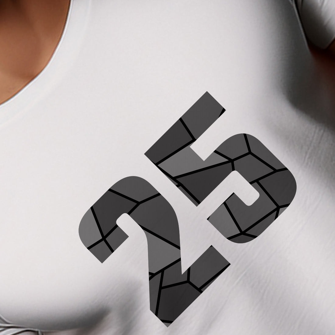 25 Number Men Unisex T-Shirt | Custom Number Graphic Tee (White)