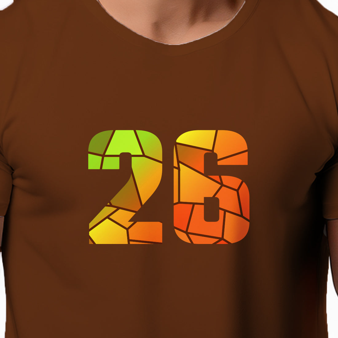 26 Number Men Unisex T-Shirt | Custom Number Graphic Tee (Brown)