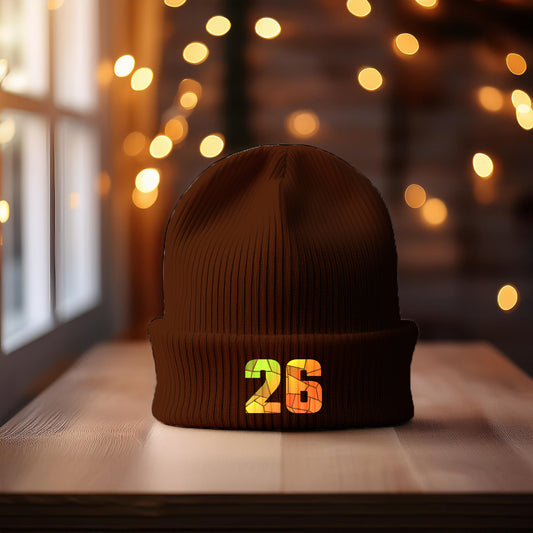 26 Number Cuffed Beanie (Brown)