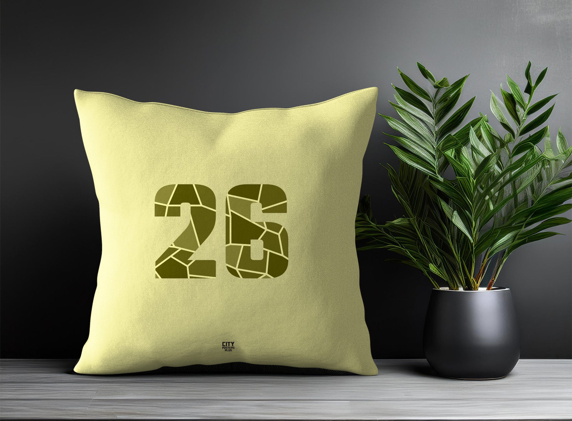 26 Number Pillow Case and Pillow Throw (Butter Yellow)