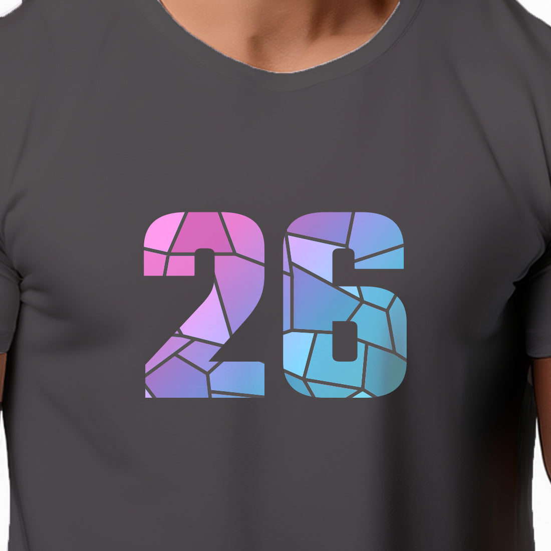 26 Number Men Unisex T-Shirt | Custom Number Graphic Tee (Charcoal Grey)