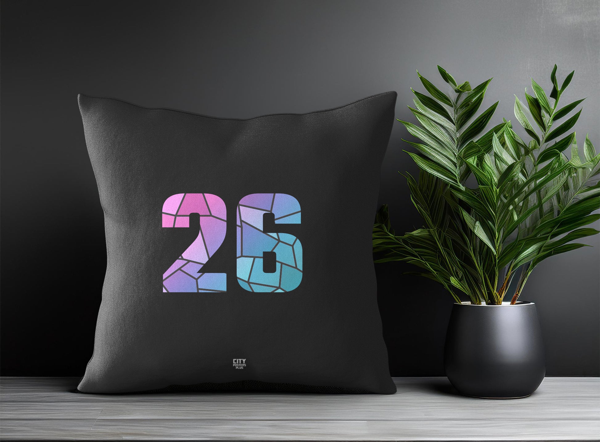 26 Number Pillow Case and Pillow Throw (Charcoal Grey)