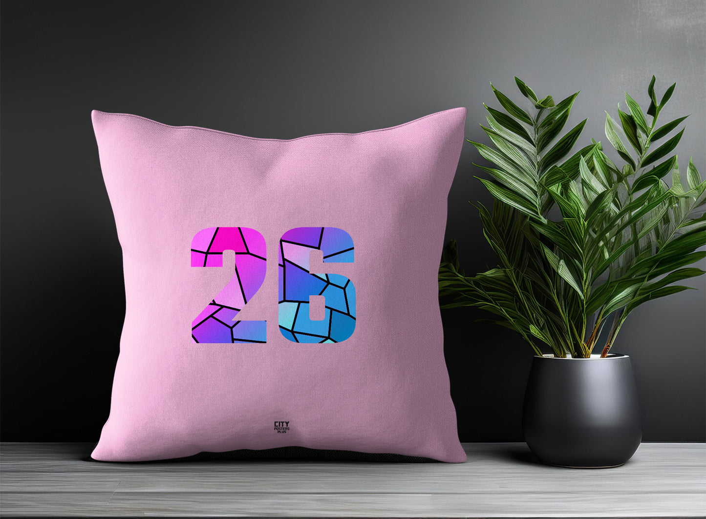 26 Number Pillow Case and Pillow Throw (Light Pink)