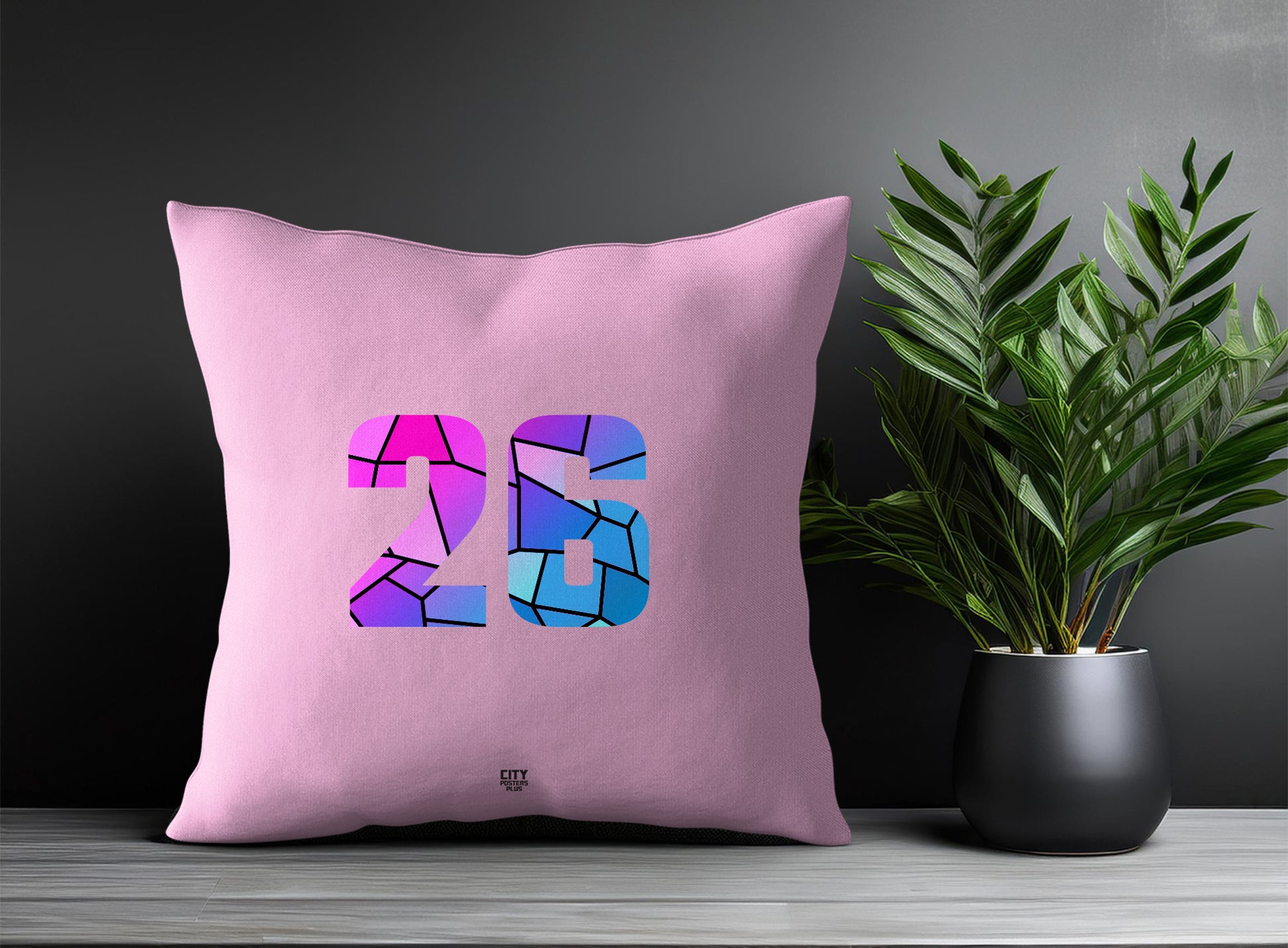 26 Number Pillow Case and Pillow Throw (Light Pink)