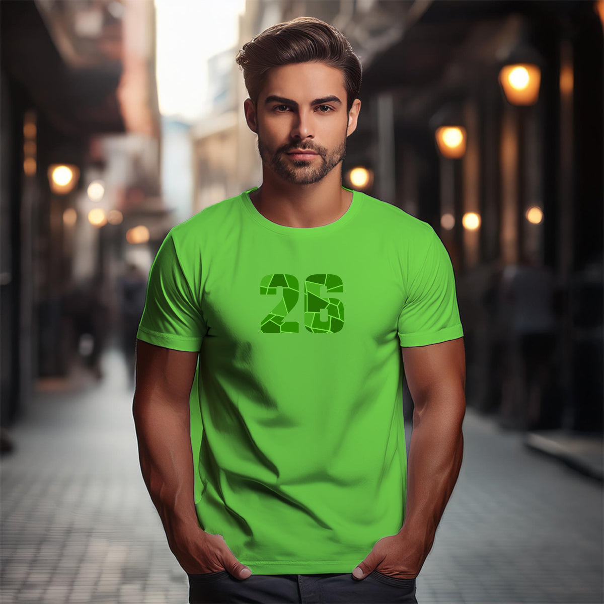 26 Number Men Unisex T-Shirt | Custom Number Graphic Tee (Liril Green)