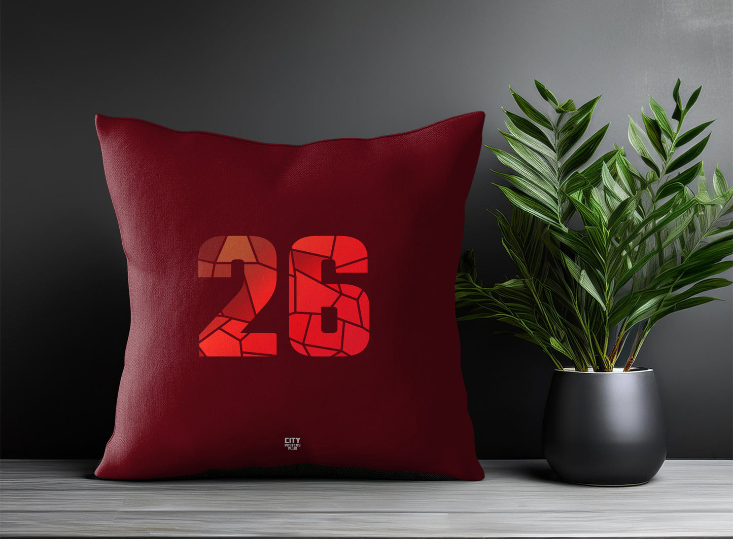 26 Number Pillow Case and Pillow Throw (Maroon)