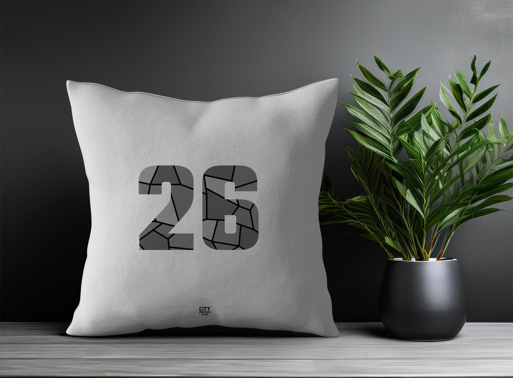 26 Number Pillow Case and Pillow Throw (Melange Grey)