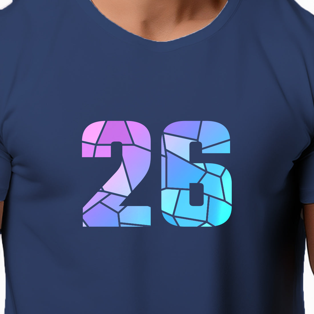 26 Number Men Unisex T-Shirt | Custom Number Graphic Tee (Navy Blue)
