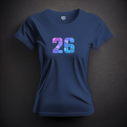 26 Number Women T-Shirt (Navy Blue) | Stylish Numeric Graphic Tee