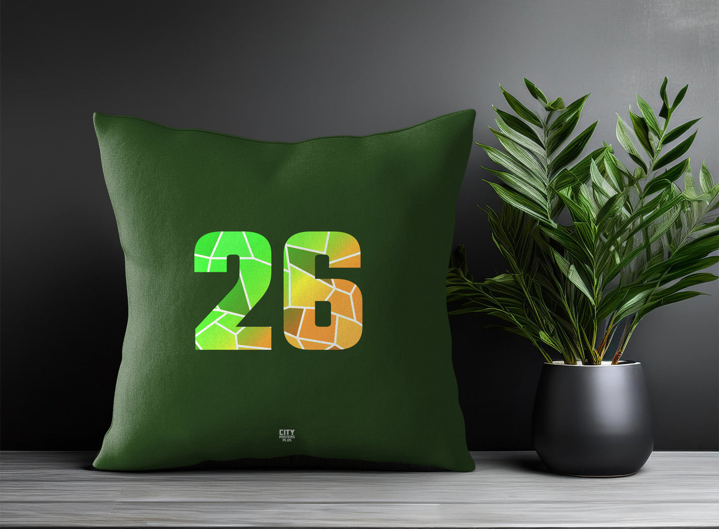 26 Number Pillow Case and Pillow Throw (Olive Green)