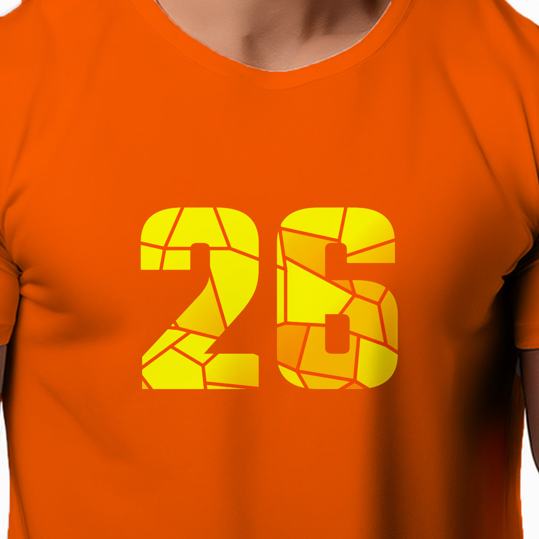 26 Number Men Unisex T-Shirt | Custom Number Graphic Tee (Orange)