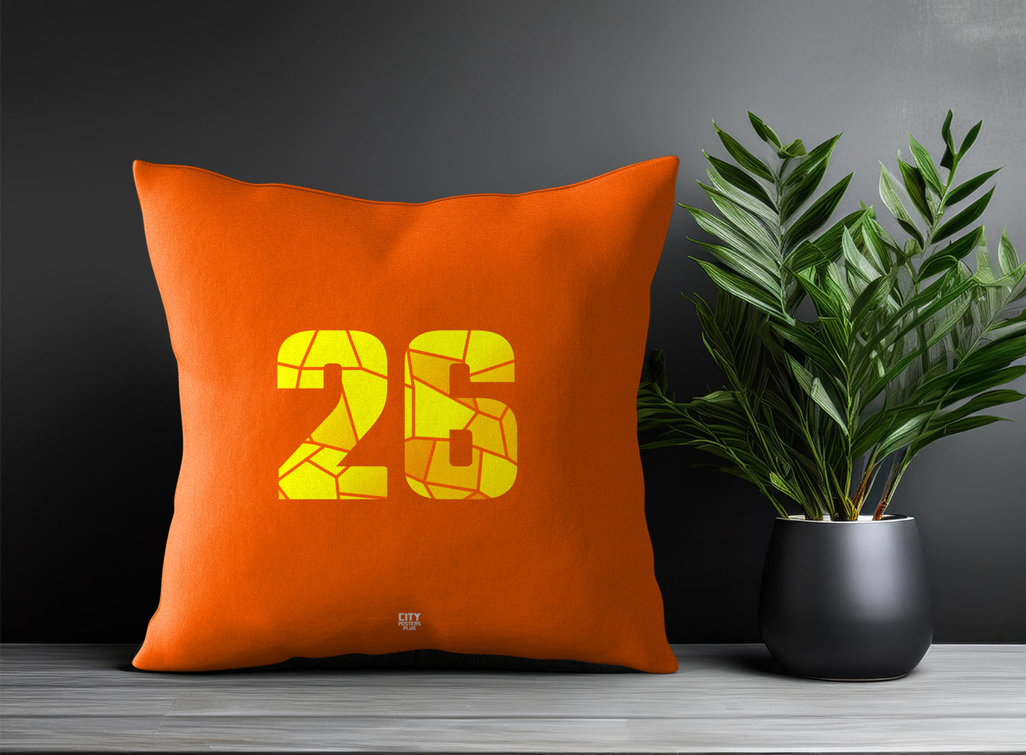 26 Number Pillow Case and Pillow Throw (Orange)
