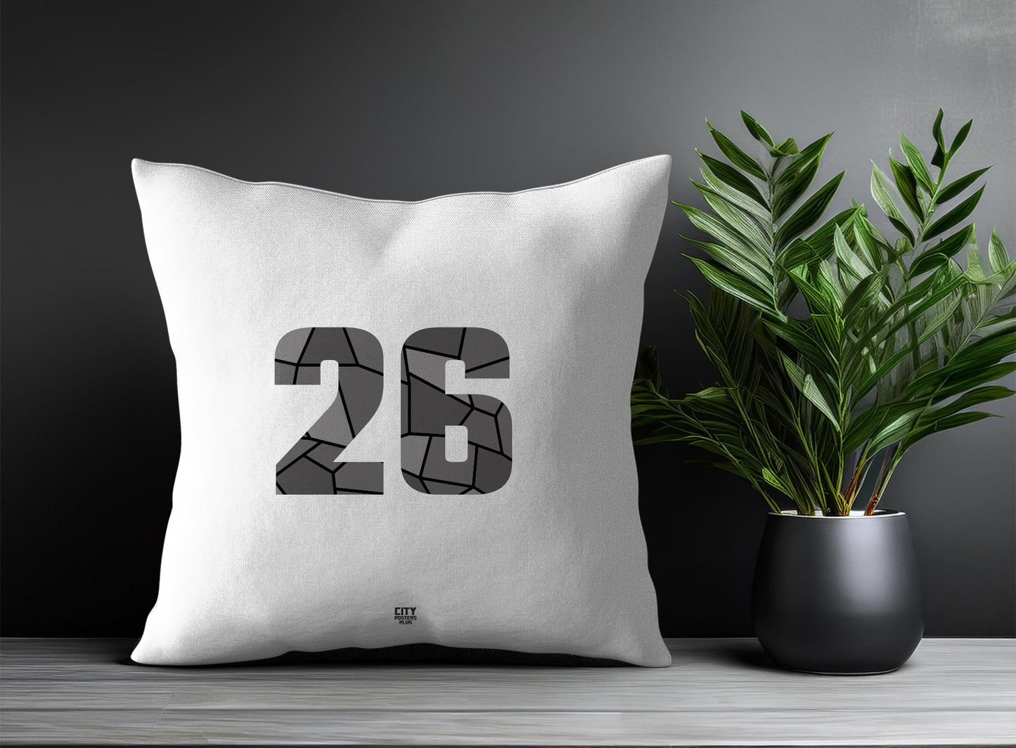 26 Number Pillow Case and Pillow Throw (White)