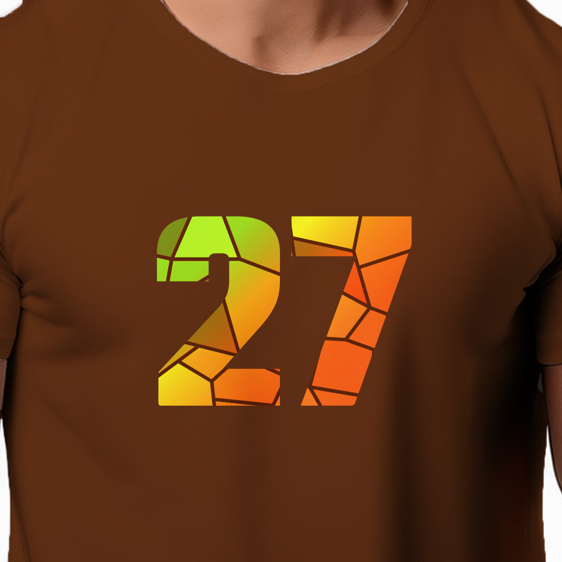 27 Number Men Unisex T-Shirt | Custom Number Graphic Tee (Brown)