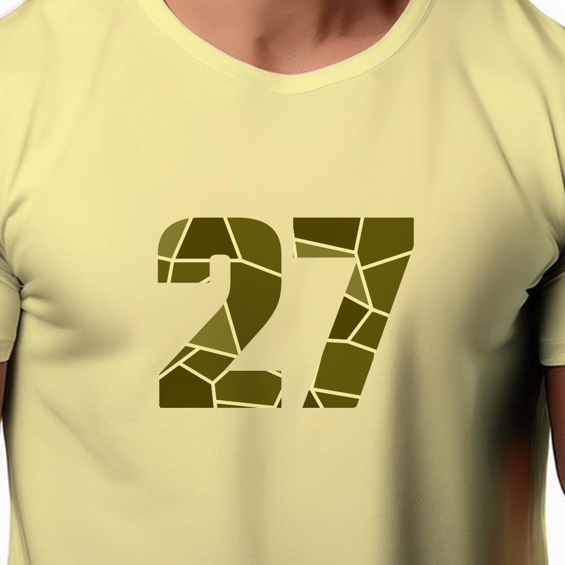 27 Number Men Unisex T-Shirt | Custom Number Graphic Tee (Butter Yellow)