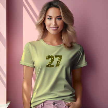 27 Number Women T-Shirt (Butter Yellow) | Stylish Numeric Graphic Tee