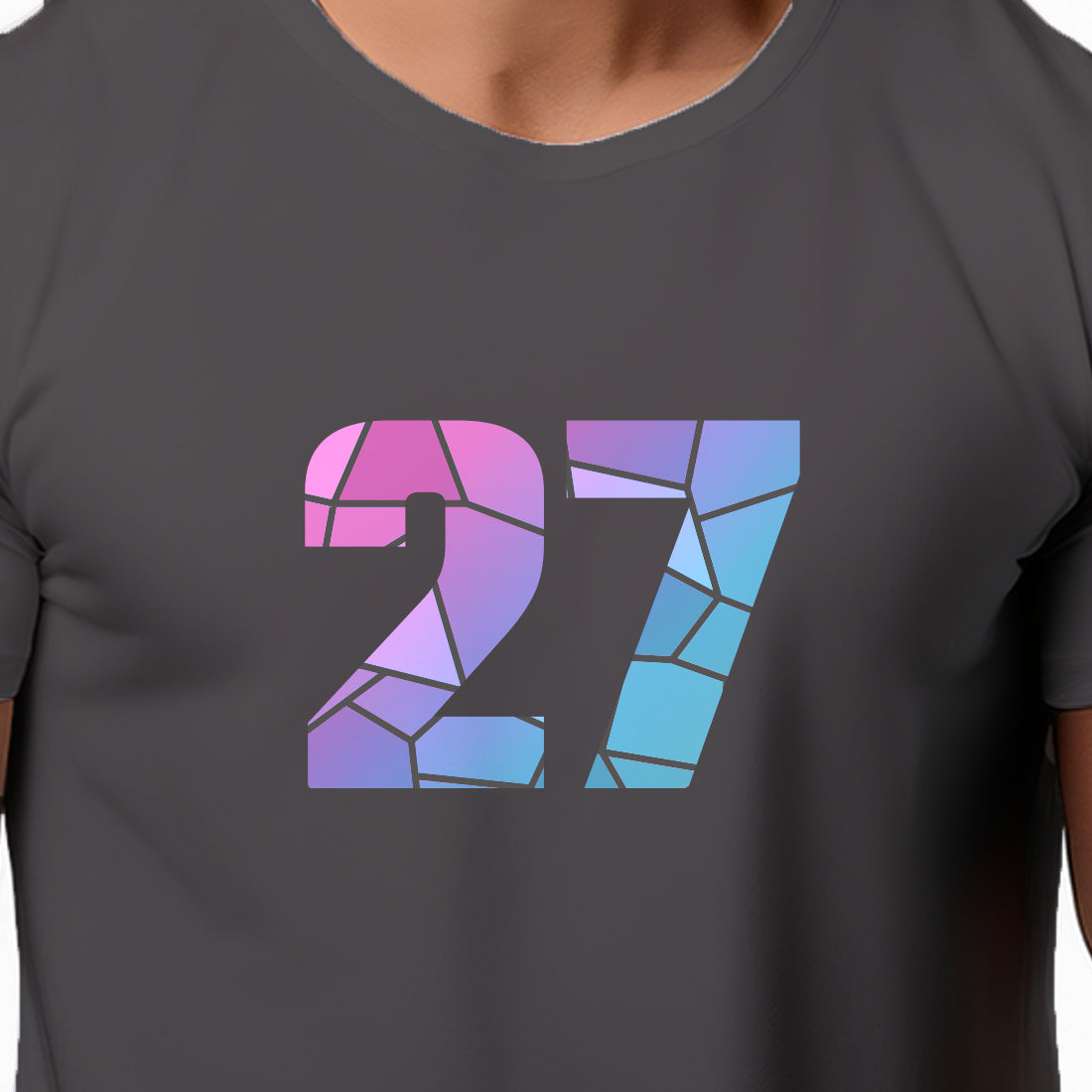 27 Number Men Unisex T-Shirt | Custom Number Graphic Tee (Charcoal Grey)