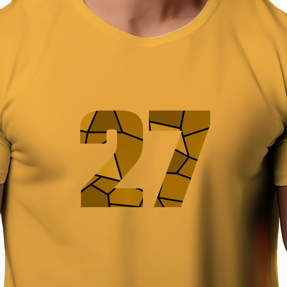 27 Number Men Unisex T-Shirt | Custom Number Graphic Tee (Golden Yellow)
