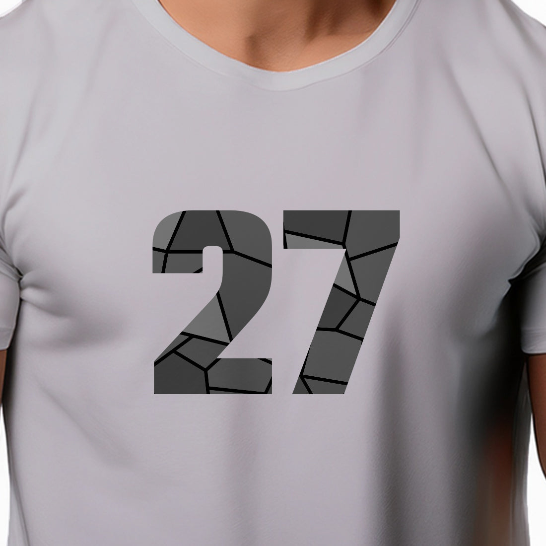 27 Number Men Unisex T-Shirt | Custom Number Graphic Tee (Melange Grey)