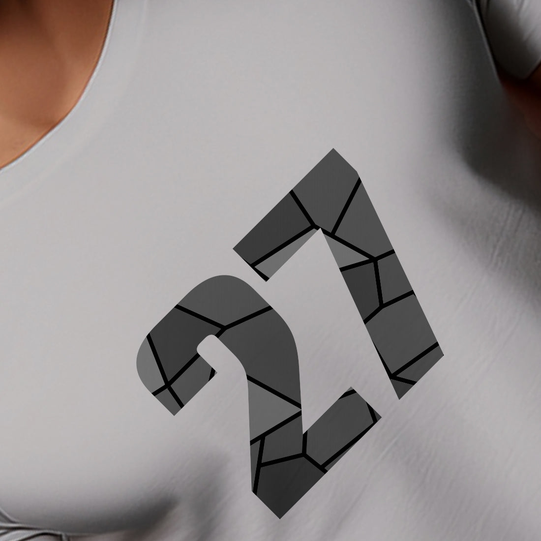 27 Number Men Unisex T-Shirt | Custom Number Graphic Tee (Melange Grey)