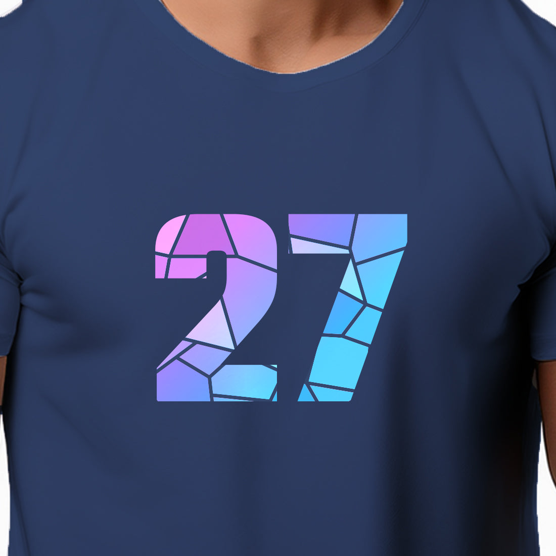 27 Number Men Unisex T-Shirt | Custom Number Graphic Tee (Navy Blue)