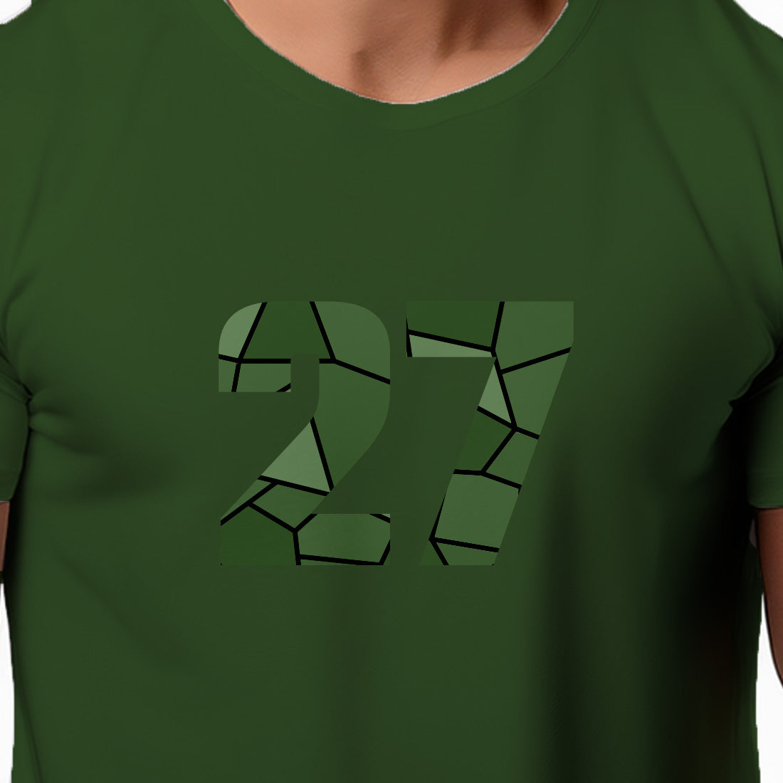 27 Number Men Unisex T-Shirt | Custom Number Graphic Tee (Olive Green)