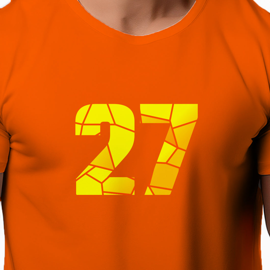 27 Number Men Unisex T-Shirt | Custom Number Graphic Tee (Orange)