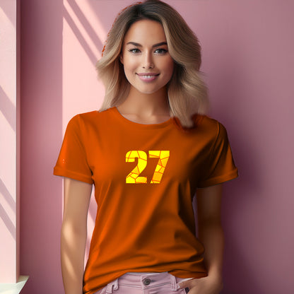 27 Number Women T-Shirt (Orange) | Stylish Numeric Graphic Tee