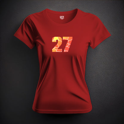 27 Number Women T-Shirt (Red) | Stylish Numeric Graphic Tee