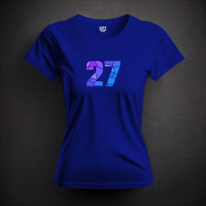 27 Number Women T-Shirt (Royal Blue) | Stylish Numeric Graphic Tee