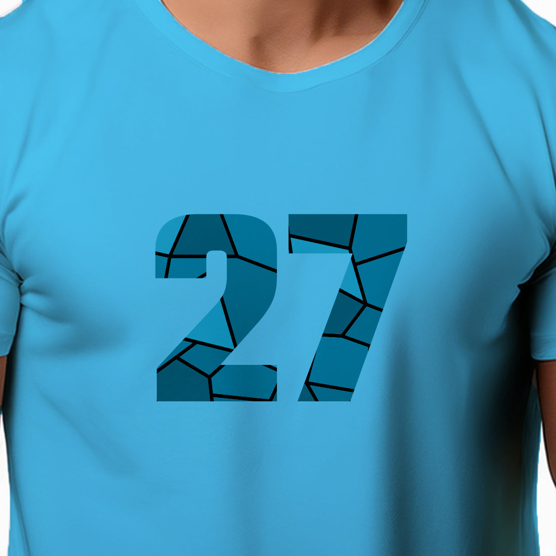 27 Number Men Unisex T-Shirt | Custom Number Graphic Tee (Sky Blue)