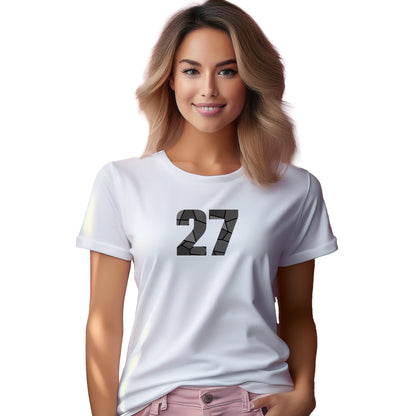 27 Number Women T-Shirt (White) | Stylish Numeric Graphic Tee