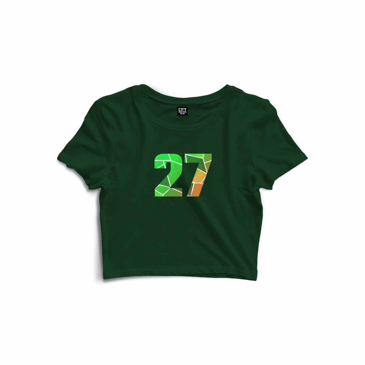 27 Number Women Crop Top (Olive Green)