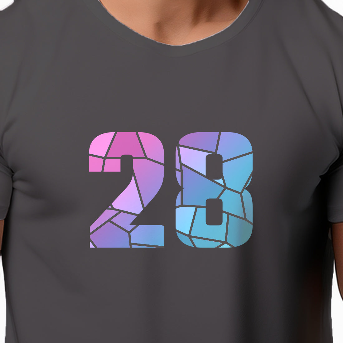 28 Number Men Unisex T-Shirt | Custom Number Graphic Tee (Charcoal Grey)