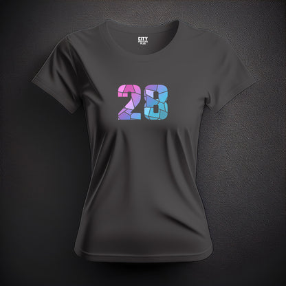 28 Number Women T-Shirt (Charcoal Grey) | Stylish Numeric Graphic Tee