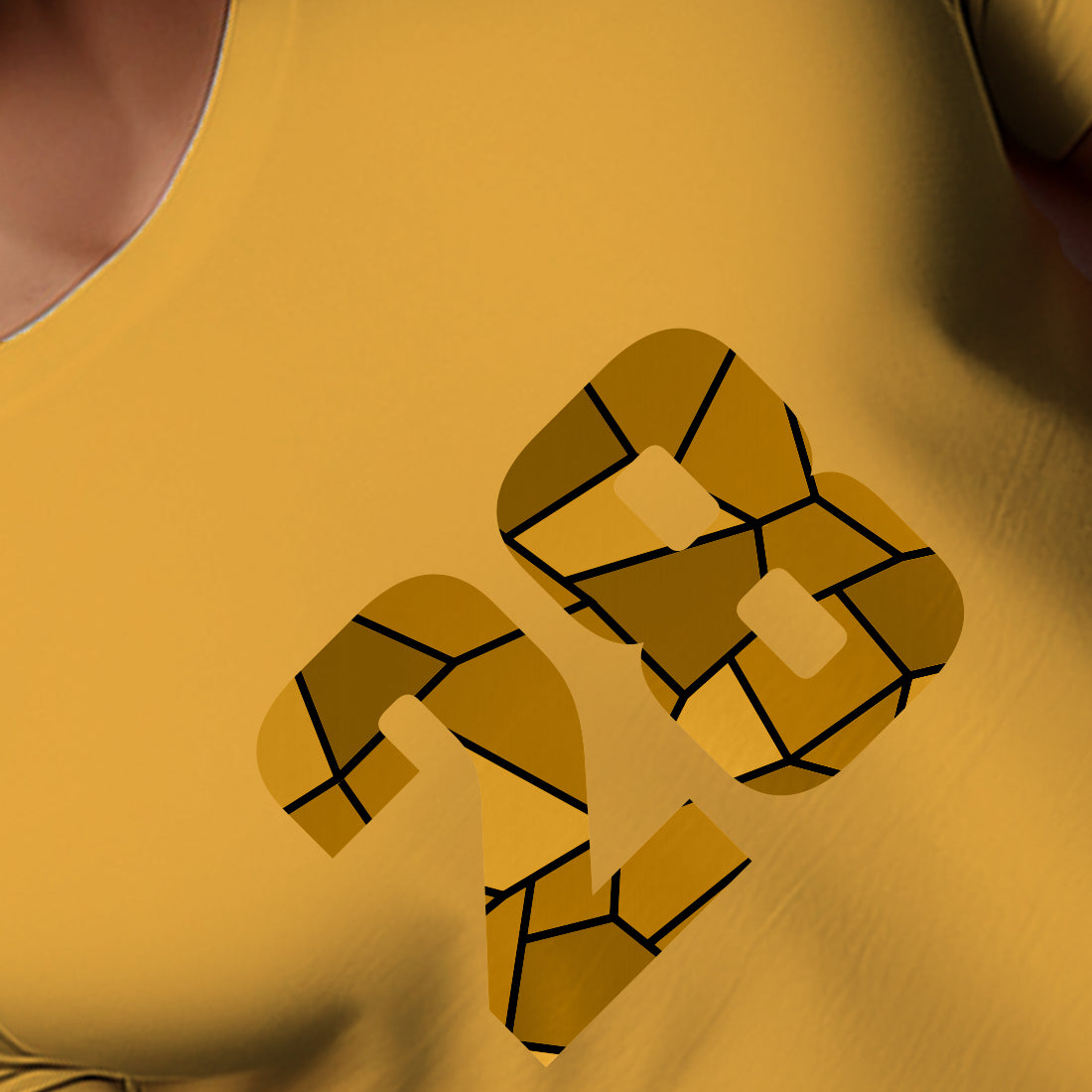 28 Number Men Unisex T-Shirt | Custom Number Graphic Tee (Golden Yellow)