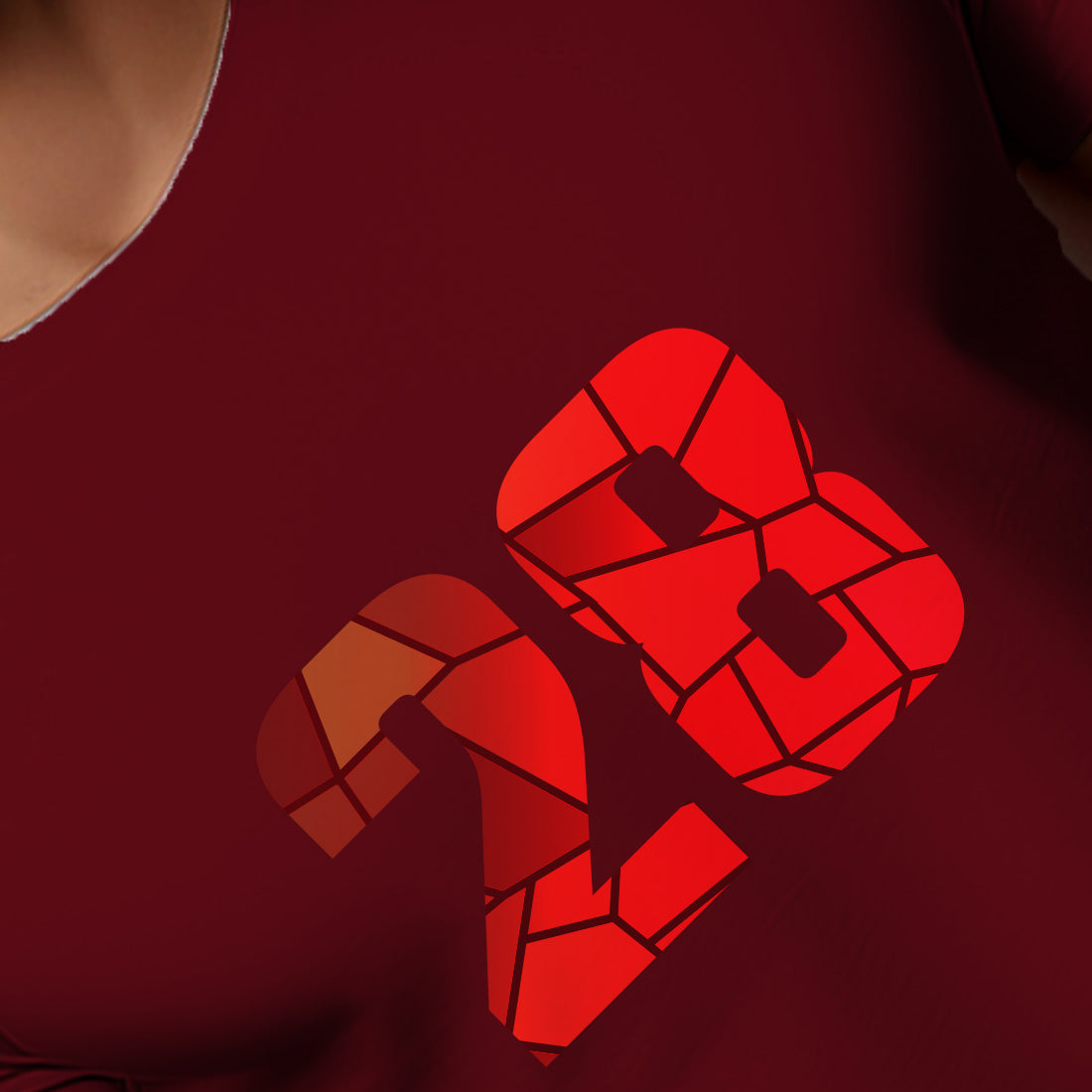 28 Number Men Unisex T-Shirt | Custom Number Graphic Tee (Maroon)