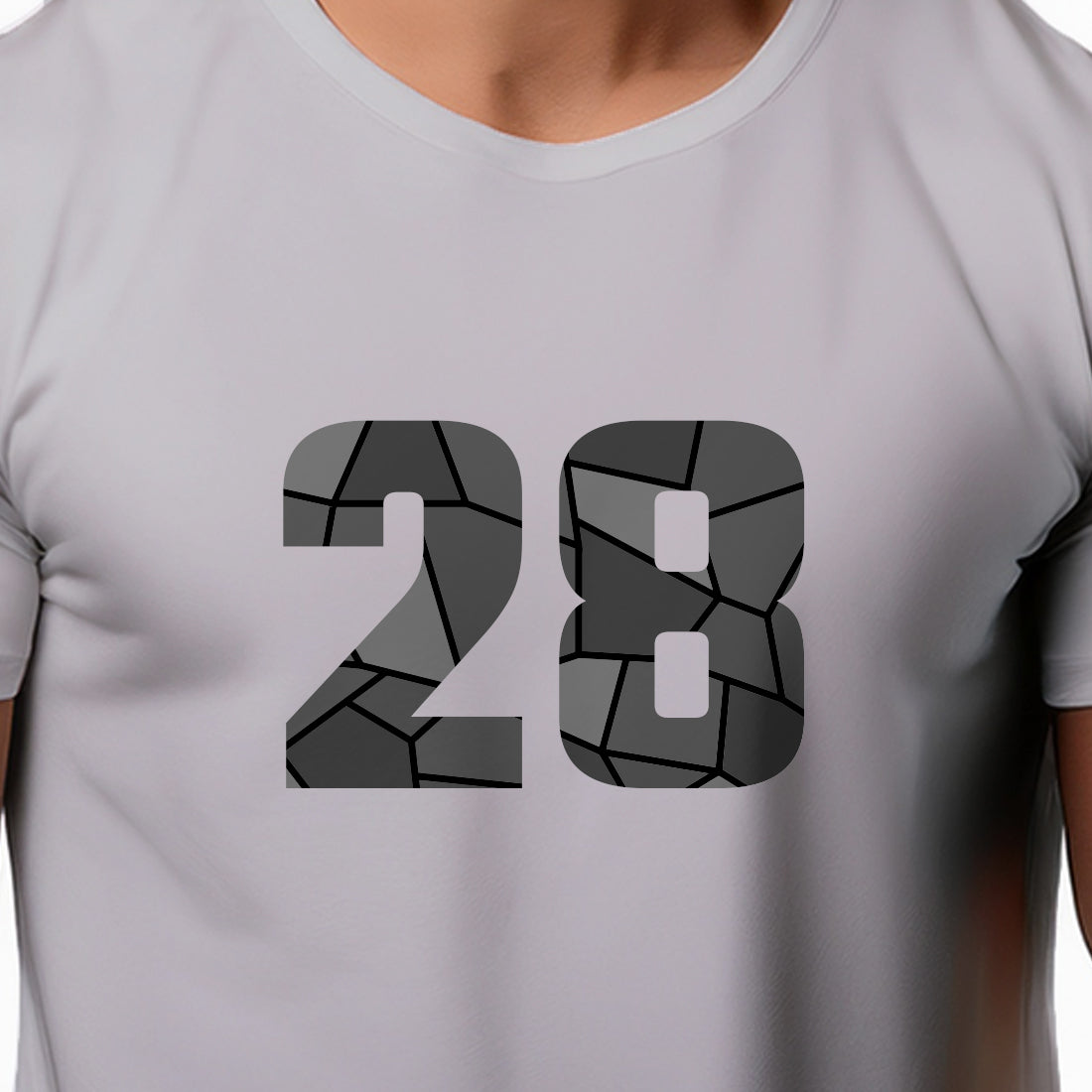 28 Number Men Unisex T-Shirt | Custom Number Graphic Tee (Melange Grey)