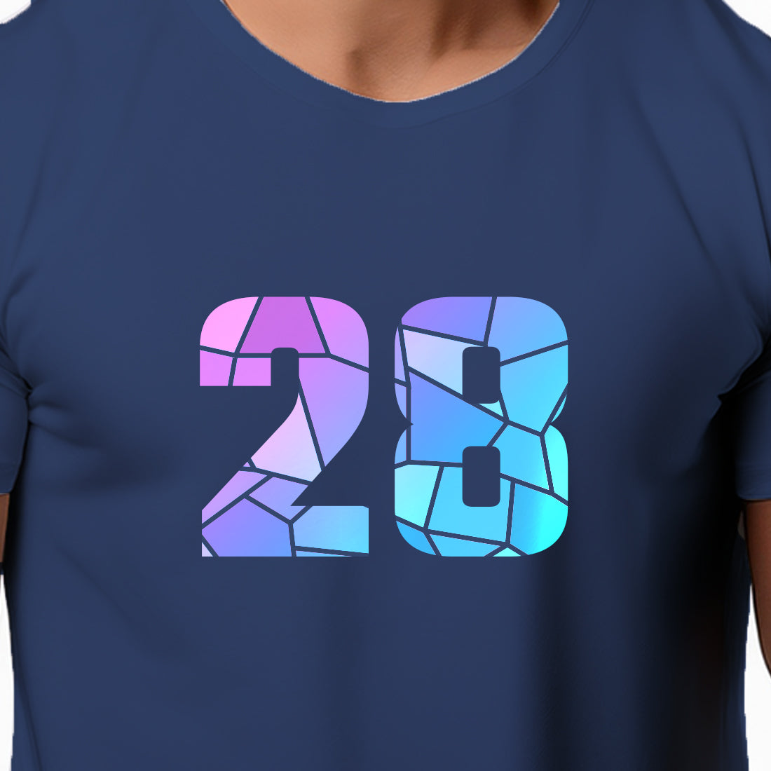 28 Number Men Unisex T-Shirt | Custom Number Graphic Tee (Navy Blue)