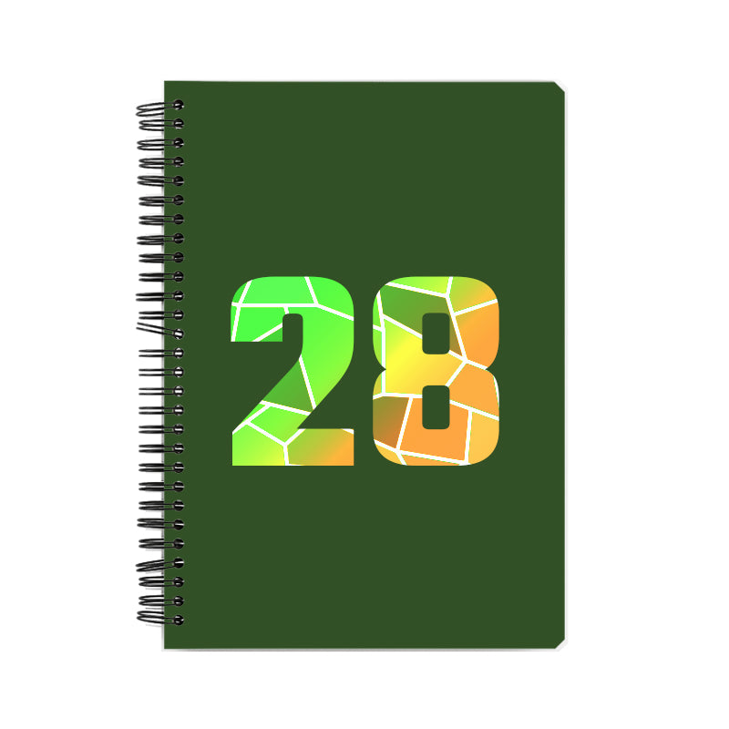 28 Number Notebook (Olive Green, A5 Size, 100 Pages, Ruled, 6 Pack)