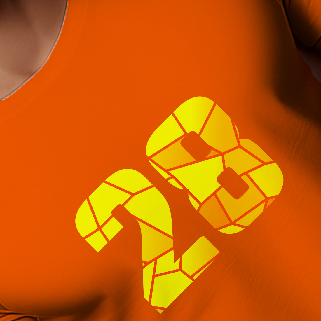 28 Number Men Unisex T-Shirt | Custom Number Graphic Tee (Orange)